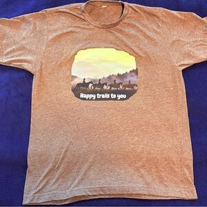 Trail riding design with smoky mountains in the background Happy trails to you